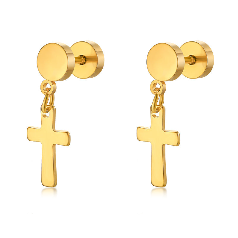 CROSS DANGLE EARRINGS: Religious Cross Studs