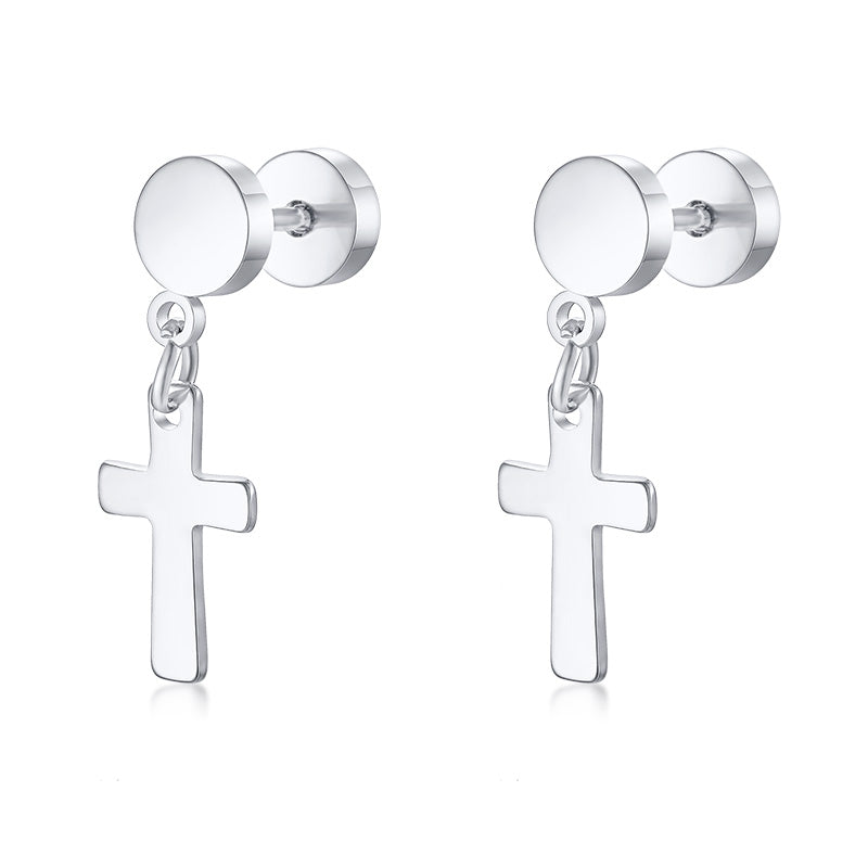 CROSS DANGLE EARRINGS: Religious Cross Studs