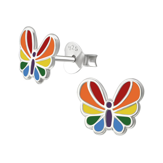 MULTI COLOUR BUTTERFLY STUDS - Kid's Sterling Silver Earrings