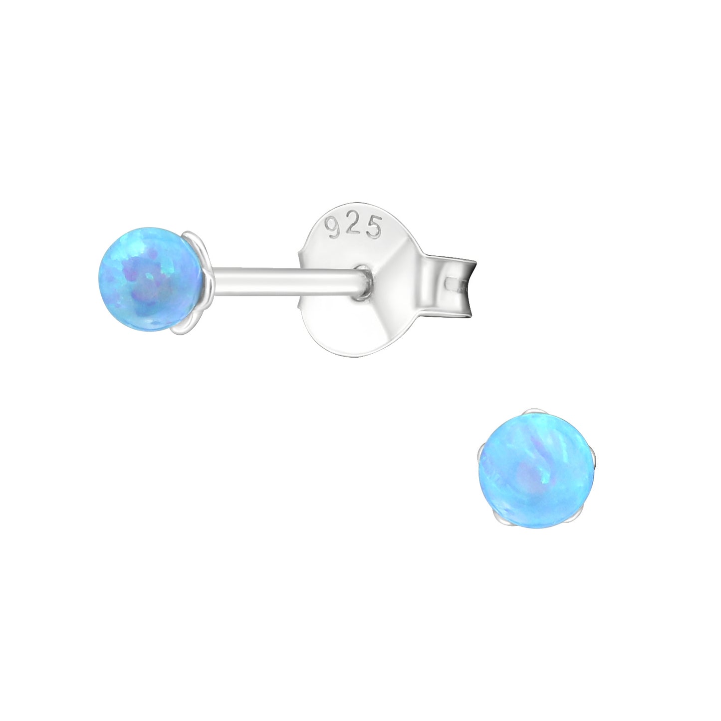 IRIDESCENT OPAL STUDS - Colour Shifting Sterling Silver Earrings (synthetic opal)