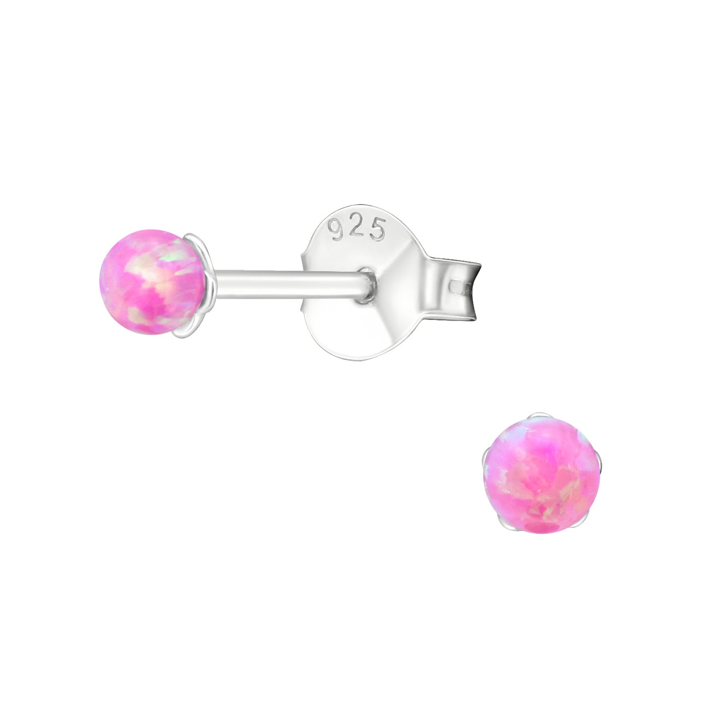 IRIDESCENT OPAL STUDS - Colour Shifting Sterling Silver Earrings (synthetic opal)