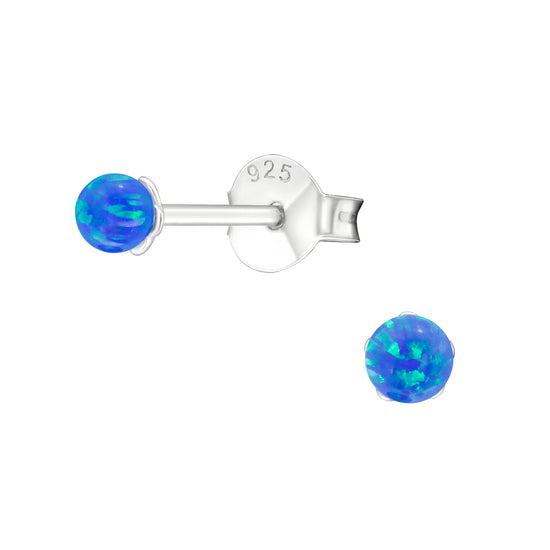 IRIDESCENT OPAL STUDS - Colour Shifting Sterling Silver Earrings (synthetic opal)