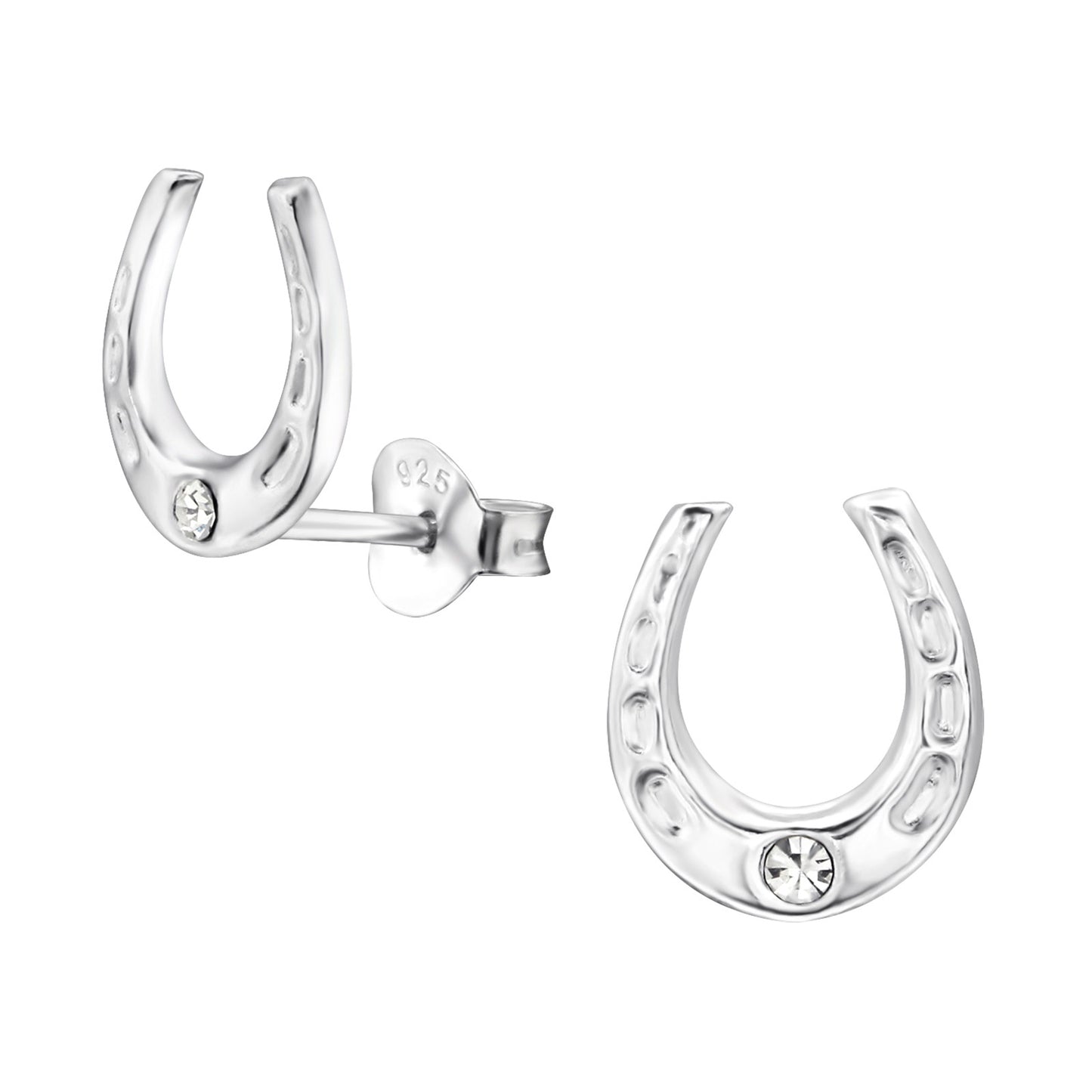 Silver Horse Shoe Lucky Studs Earrings Children Kids