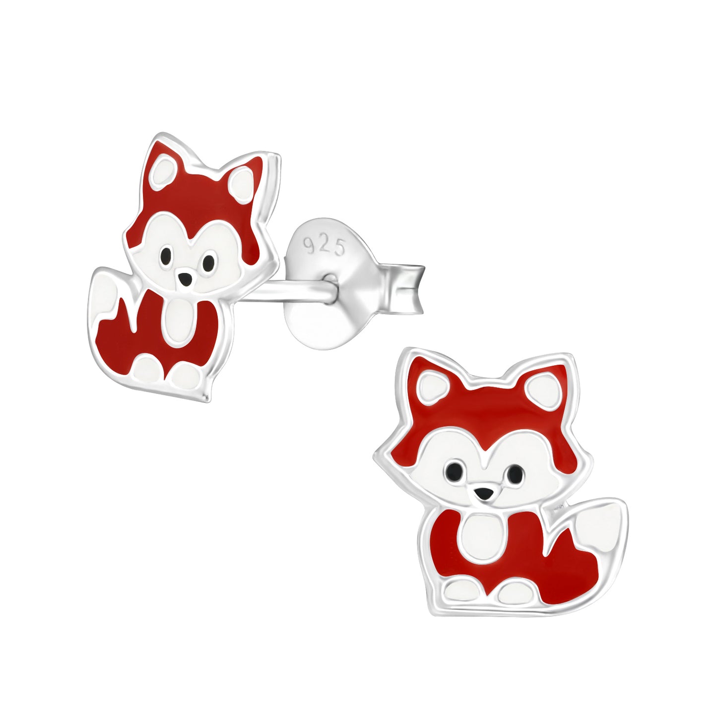 Children's Red Fox Earrings - 925 Sterling Silver Studs