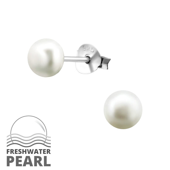 5mm Fresh Water Pearl Studs - 925 Sterling Silver