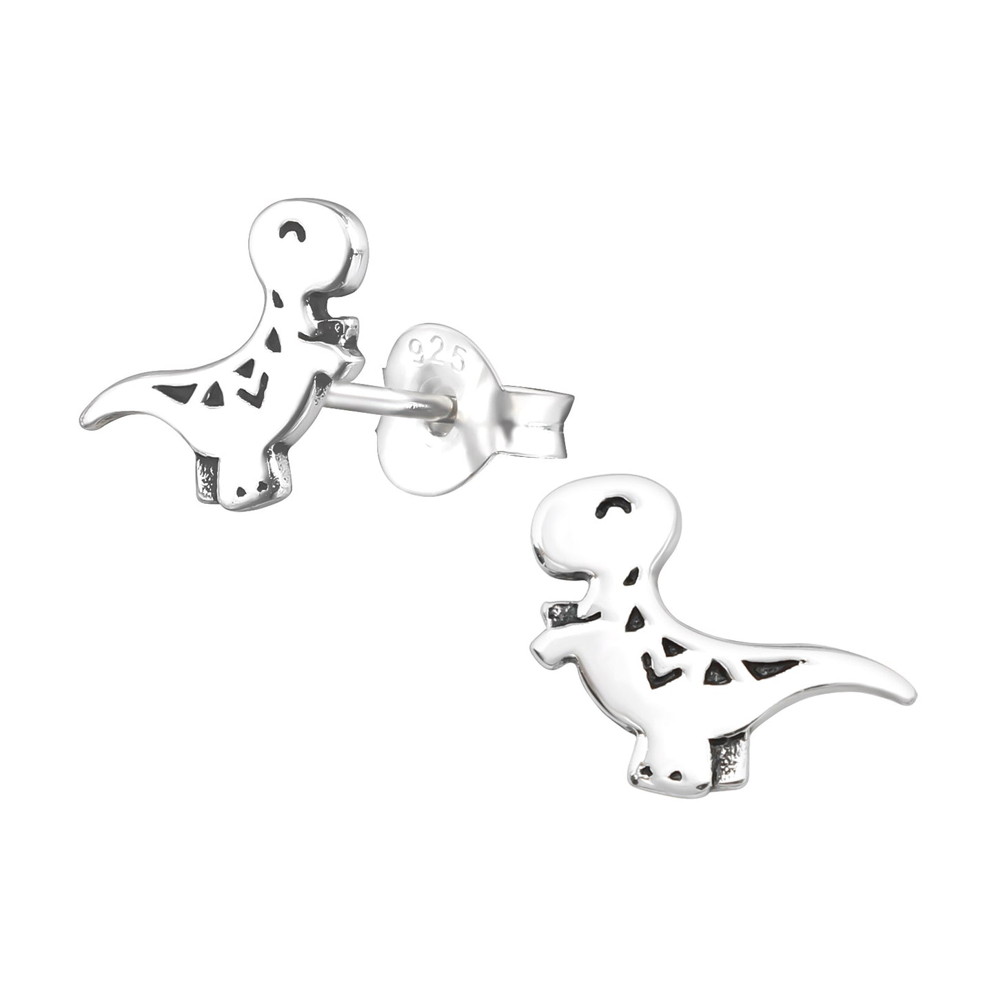 These t-rex dinosaur earrings are part of the Children's and Kid's Jewellery Collection. T-rex jewellery earrings studs. Silver Tyrannosaurus Rex earrings.