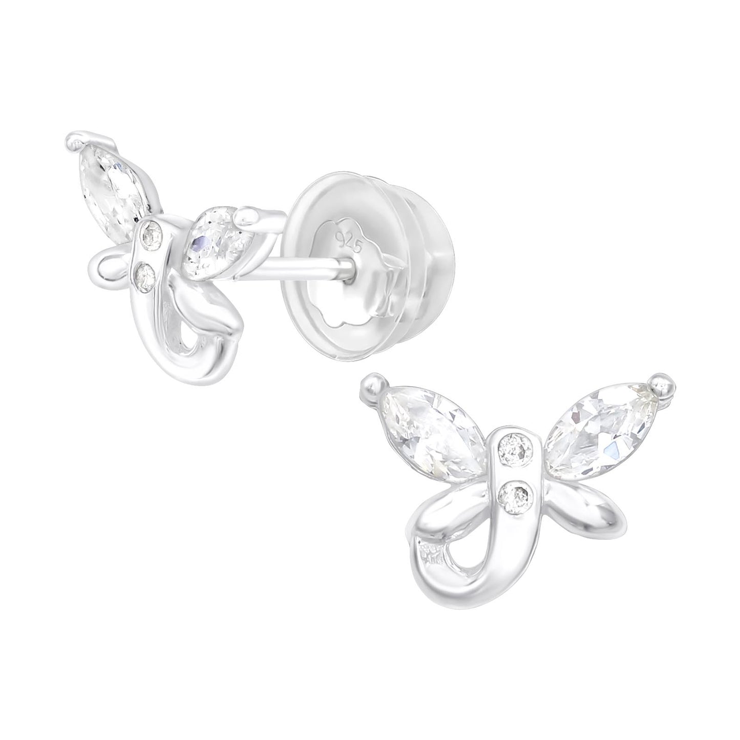 Silver Plated Dragonfly Studs - 925 Sterling Silver Earrings (dragon fly)