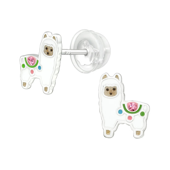 Children's llama Alpaca Earrings made from sterling silver