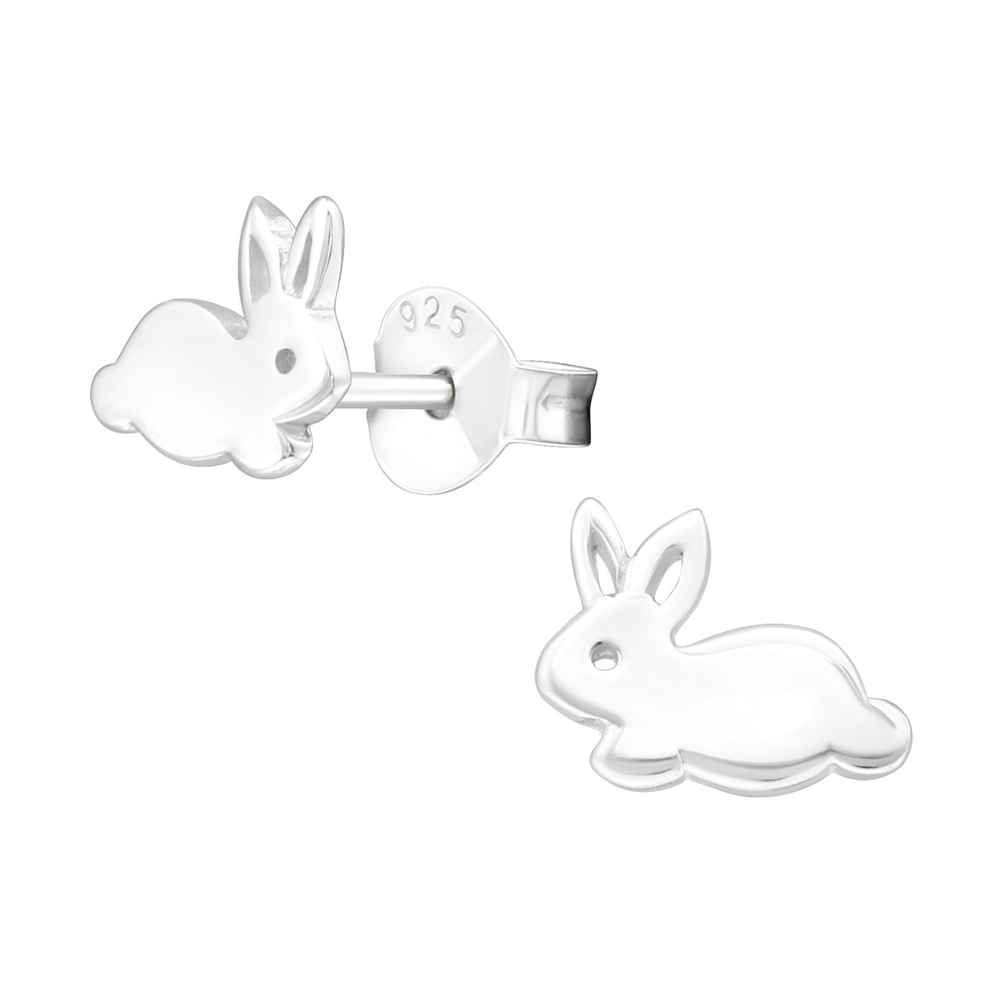 Silver Bunny Rabbit Studs - REAL Silver Plated Sterling Silver
