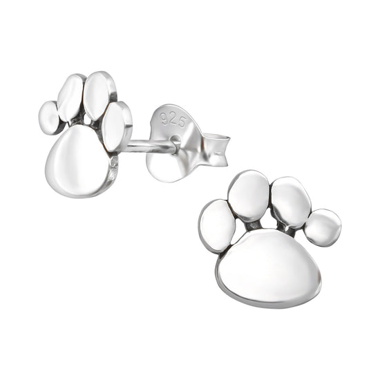 SILVER DOG PAW PRINT STUDS - Children's Sterling Silver Earrings