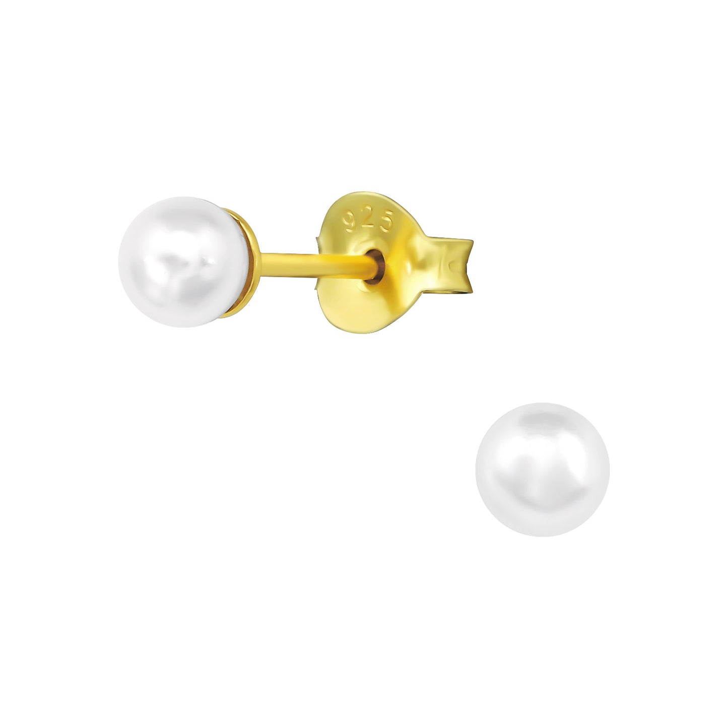 Gold Pearl Studs - Synthetic Imitation