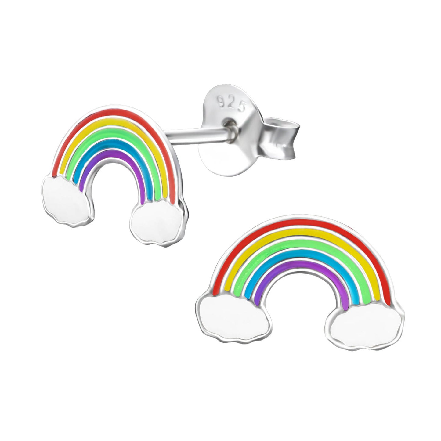 Kids Rainbow Cloud Stud Earrings - 925 Sterling Silver