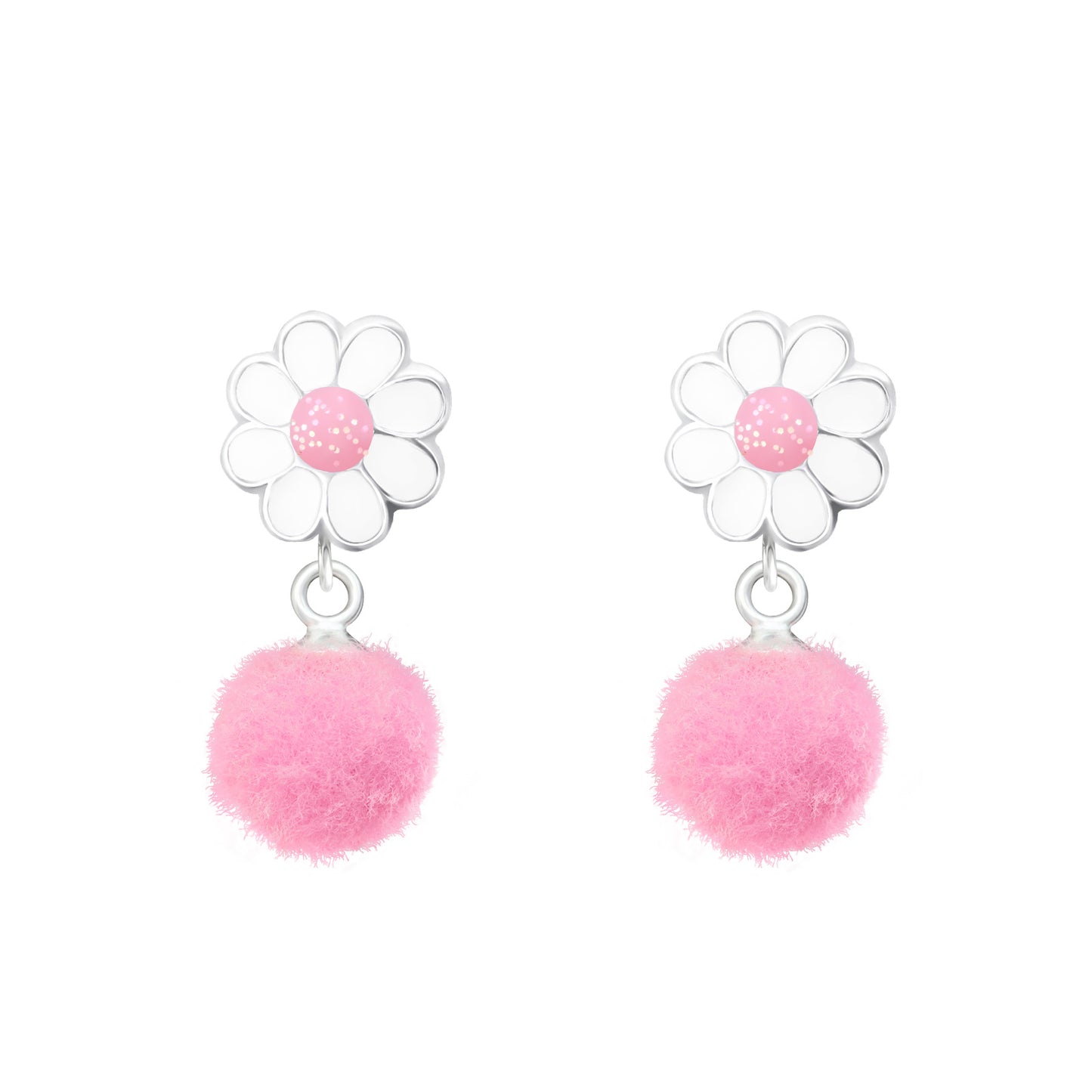 "FLOWER POM POM" - Earrings for Kids (pink)