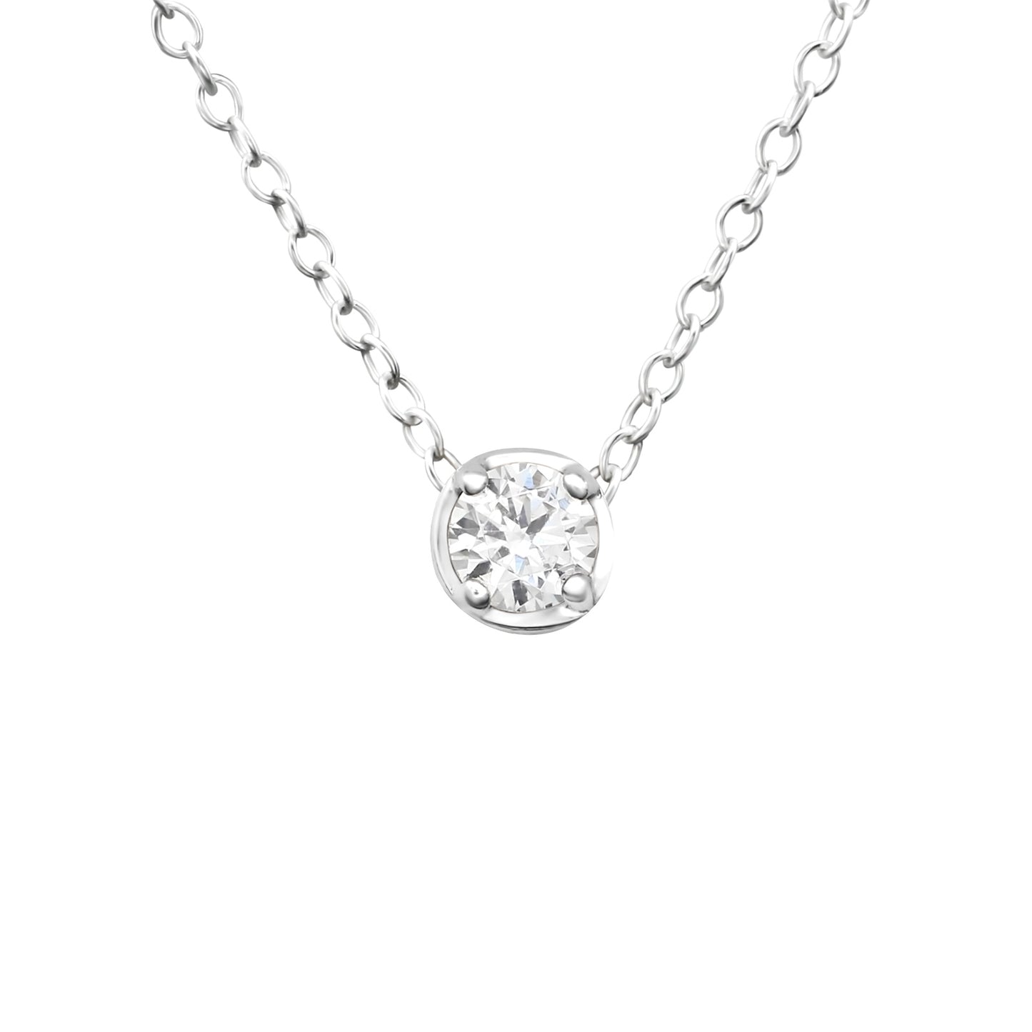 Women's Silver Plated Sparkly Round Pendant Necklace with Cubic Zirconia