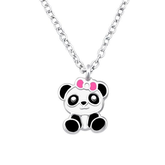 "Cute Panda Necklace" - Kid's Sterling Silver Necklace ( 39cm )