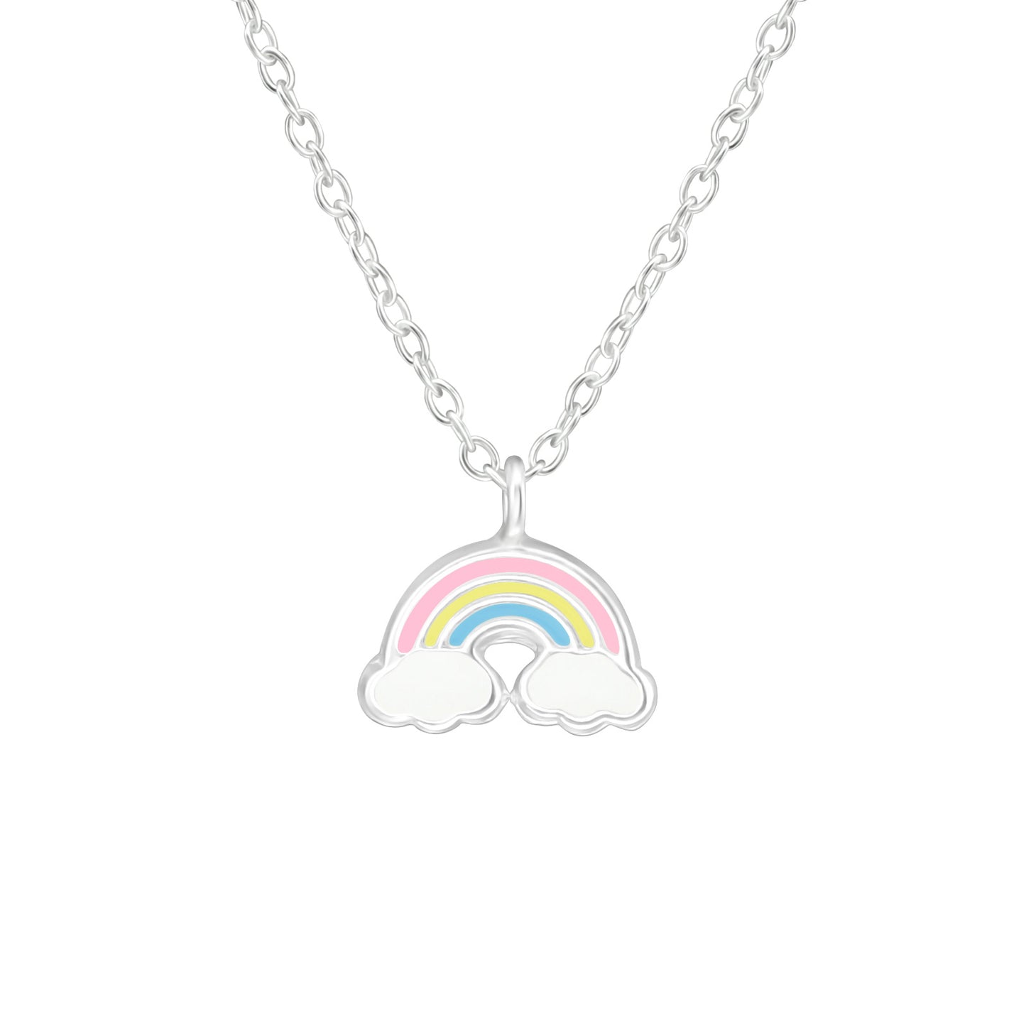 Pastel Rainbow Cloud Necklace- Kid's 925 Sterling Silver