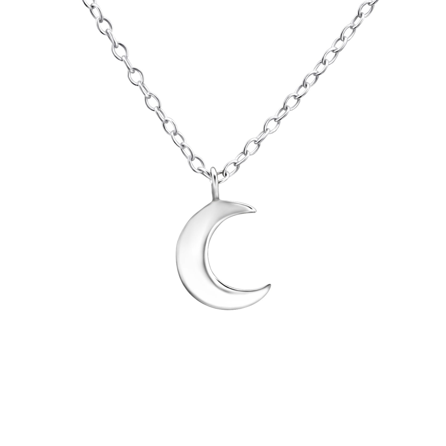 REAL Silver Plated Half Moon Necklace - Sterling Silver 45cm Chain