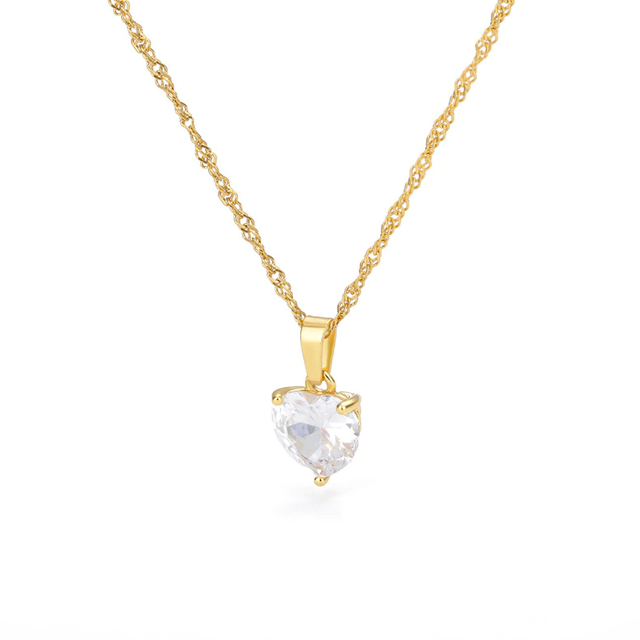 gold heart necklace for women - love heart shiny sparkling love heart pendant