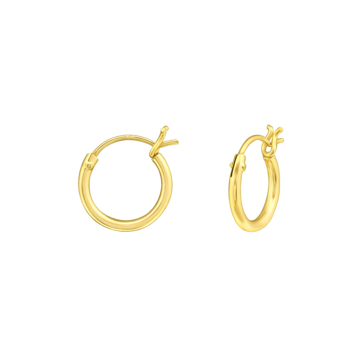 Gold 10mm Huggie Earrings - Sterling silver with 14k gold plating