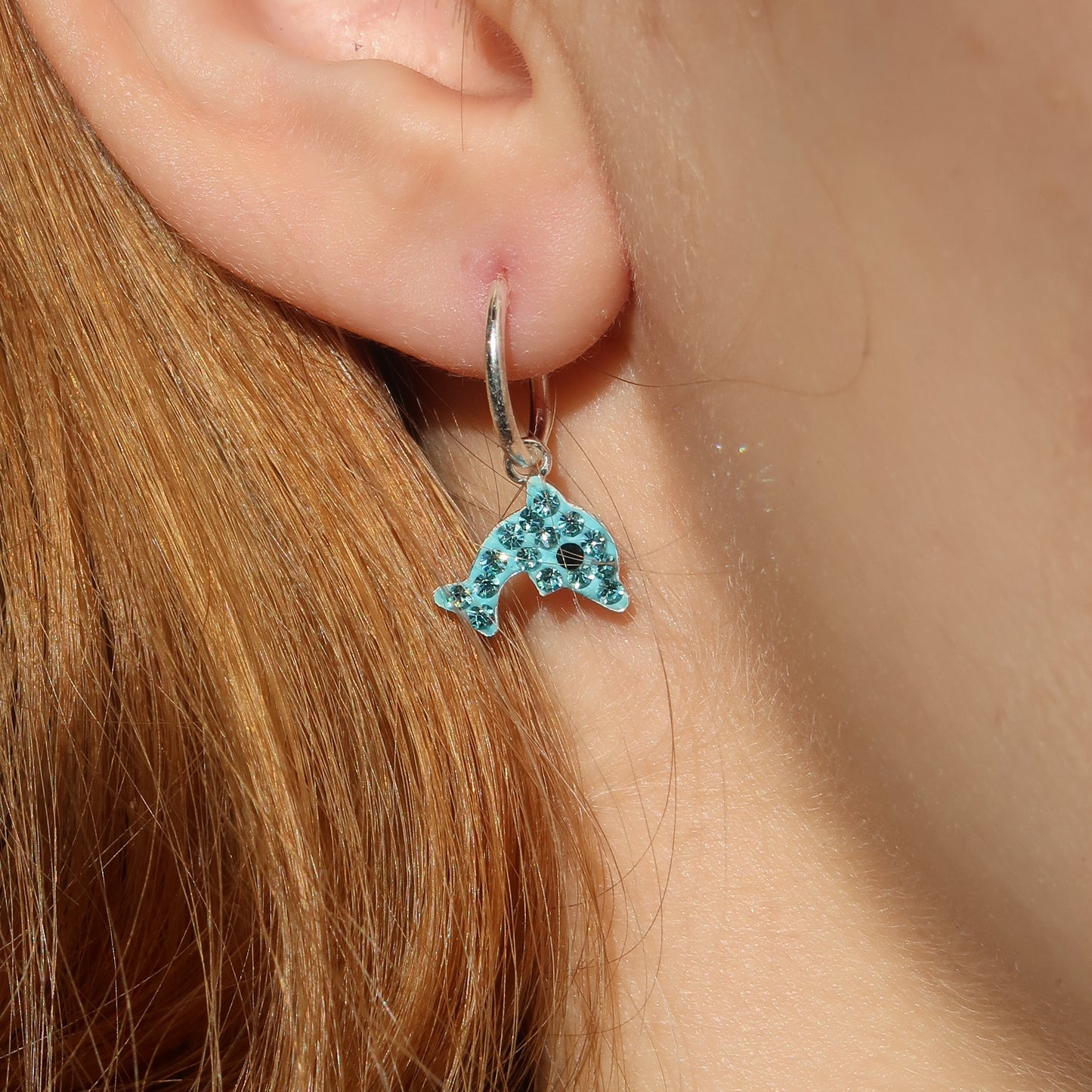 Dolphin Earrings - Sparkling Sterling Silver Sleepers