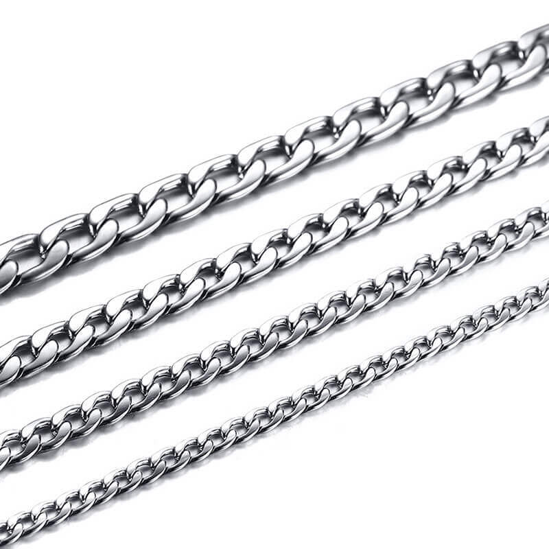 3mm Silver Cuban Link Chain (50cm)- Stainless Steel
