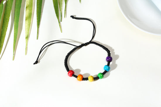 PRIDE LGBTQ+ BRACELET: Adjustable Rainbow Bead