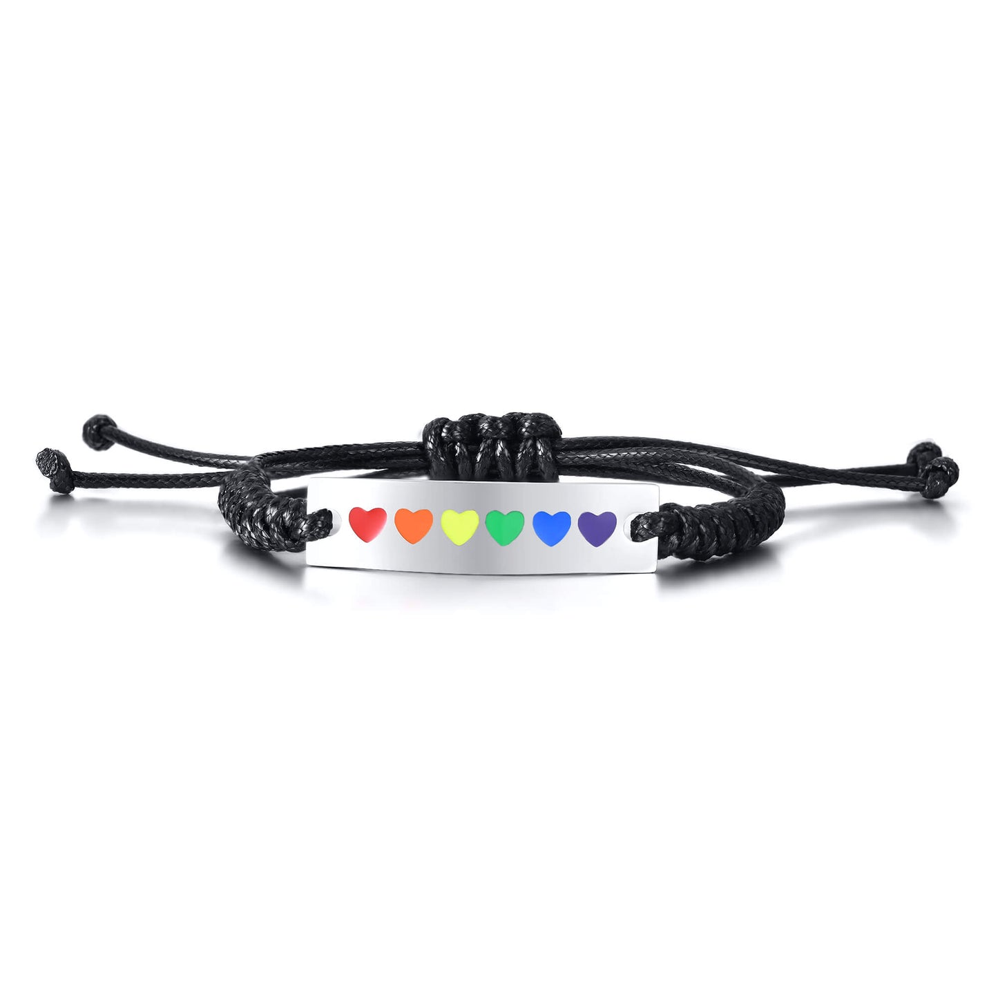 "RAINBOW HEART LGBT" - Multicoloured Adjustable Bracelet