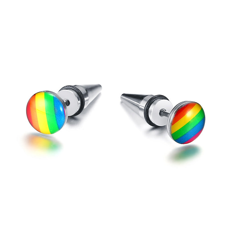 Unisex Pride Flag Earrings - Screw Back Studs