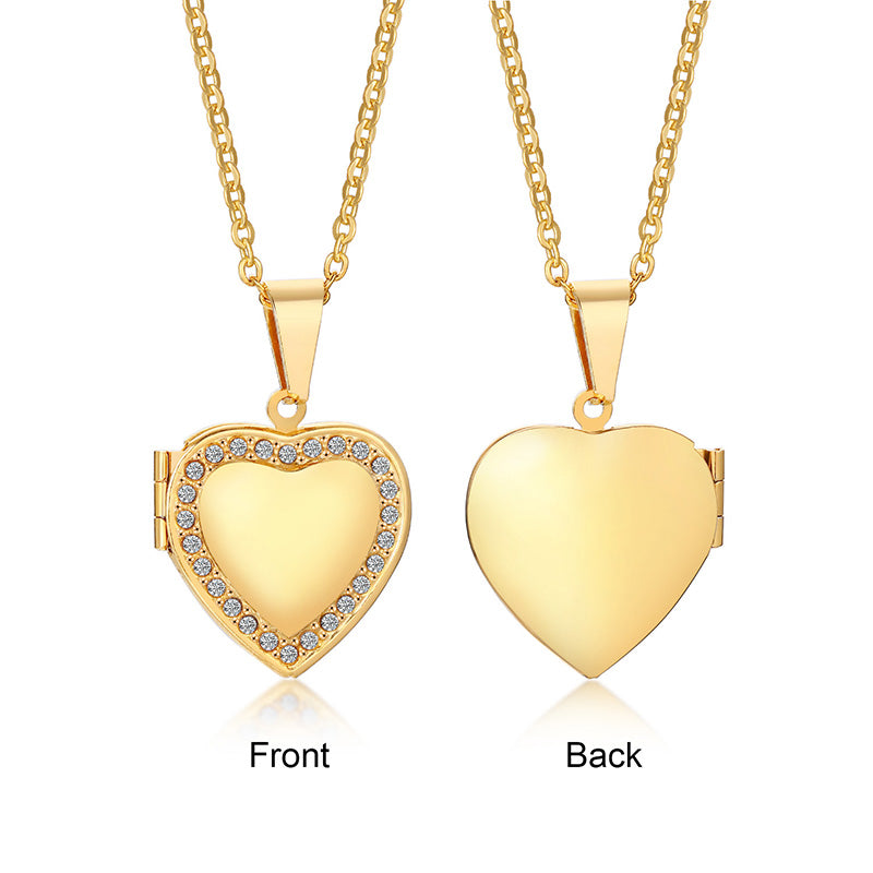 DIAMANTE HEART LOCKET - Stainless Steel Necklace
