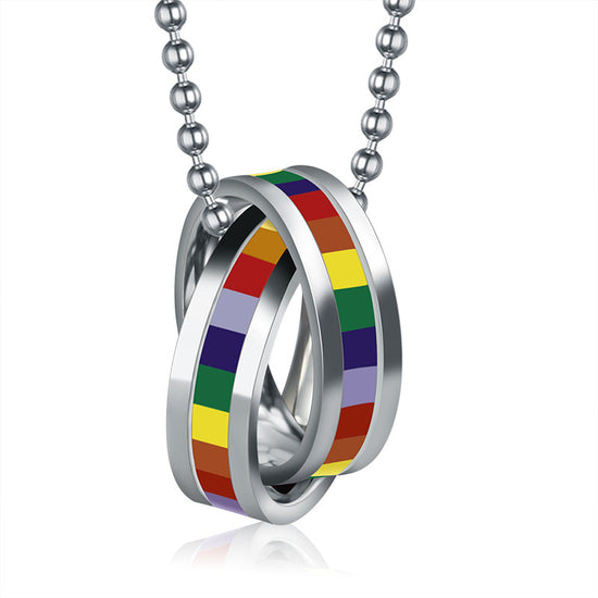 GAY PRIDE NECKLACE - LGBTQ+ LINKED RING PENDANT