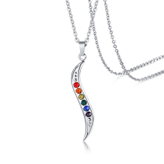 Curvy LGBTQ Pride Rainbow Necklace (gay, lesbian, bisexual + )