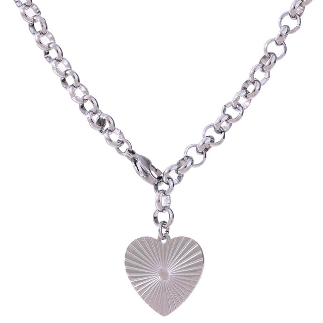 Girls Silver Chunky Statement Heart Necklace adjustable necklace