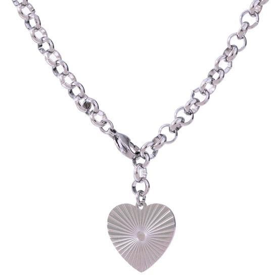 Girls Silver Chunky Statement Heart Necklace adjustable necklace