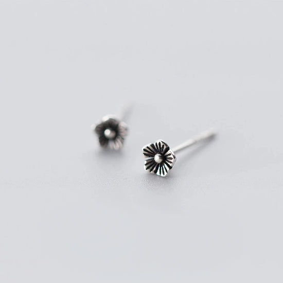 Silver Mini Tiny Flower Studs - 925 Sterling Silver Earrings