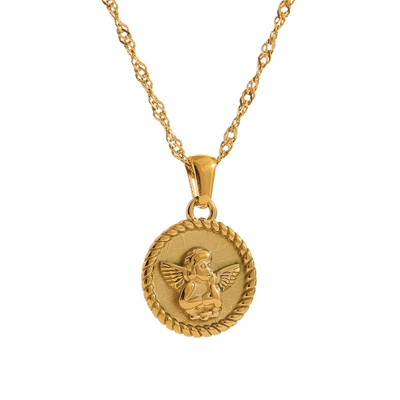 "ANGEL BABY" - Gold Singapore Chain Necklace 40cm (stainless steel)