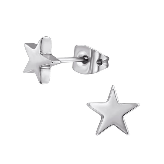 Titanium Star Studs: Push Back Earrings For Sensitive Ears