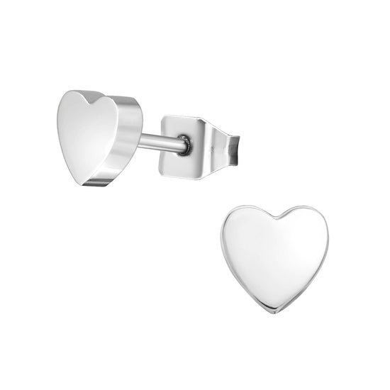 Titanium Heart Studs: Push Back Earrings For Sensitive Ears