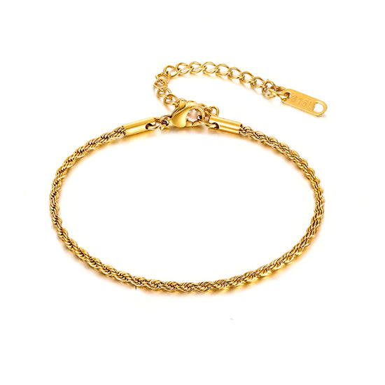 Antique Deep Gold Twist Bracelet (2mm, 3mm, 4mm, 5mm) - Stainless Steel