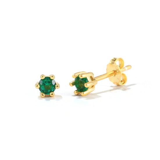 Green Gold Studs - Sterling Silver Earrings