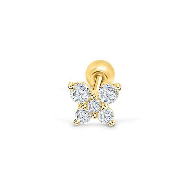 Crystal Shine Stud (single earring) - Gold Sterling Silver 6mm Screw Backs