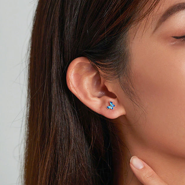small blue butterfly earrings