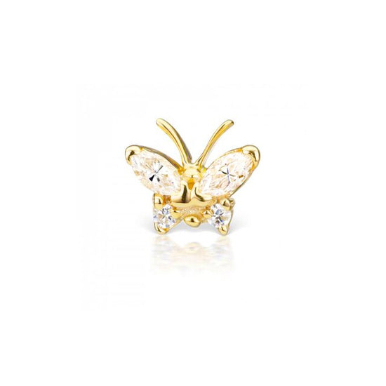 SINGLE BUTTERFLY STUD (single earring) - Screw Backs 5mm for Thin Ears