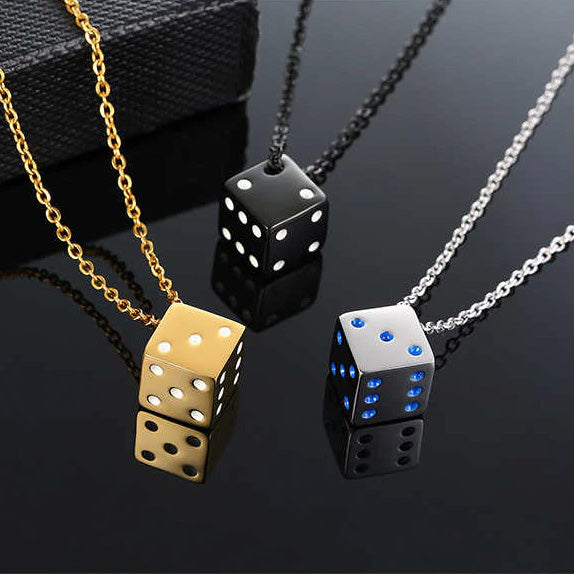 Gambling Rolling Dice Poker Necklace for Men: Men's Stainless Steel Jewellery Collection