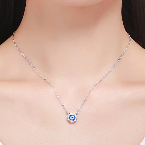 Evil Eye Protection Pendant - Sterling Silver Necklace (38-45cm)