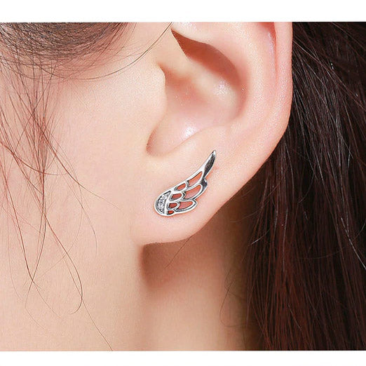 Sterling Silver Angel Wing Earrings (cubic zirconia crystal)