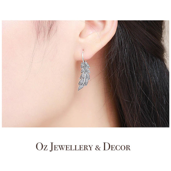 Feather hook earrings for women