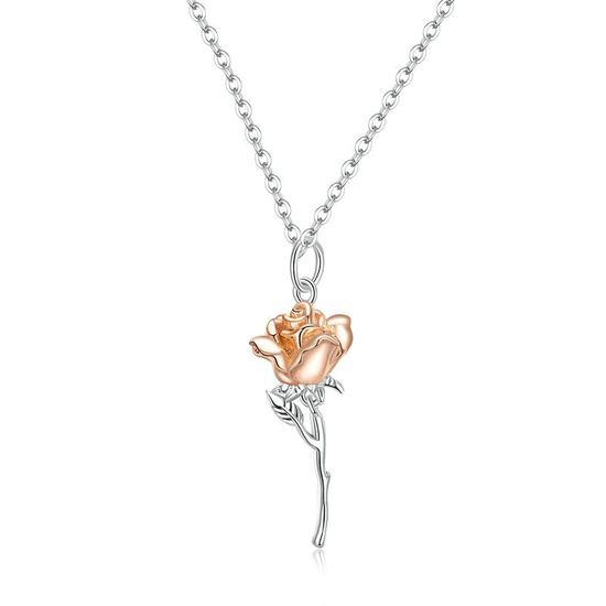dangling rose pendant necklace for women made from sterling silver