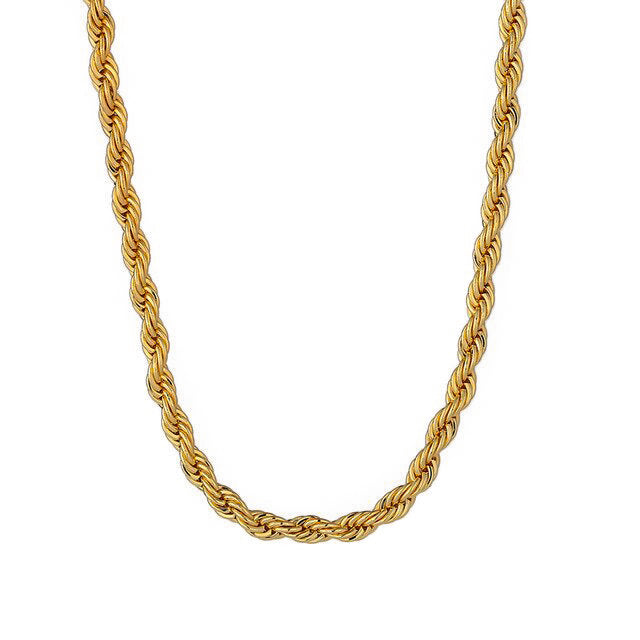 Rich Golden Twist Rope Chain (65cm) - Gold Plated Steel Necklace