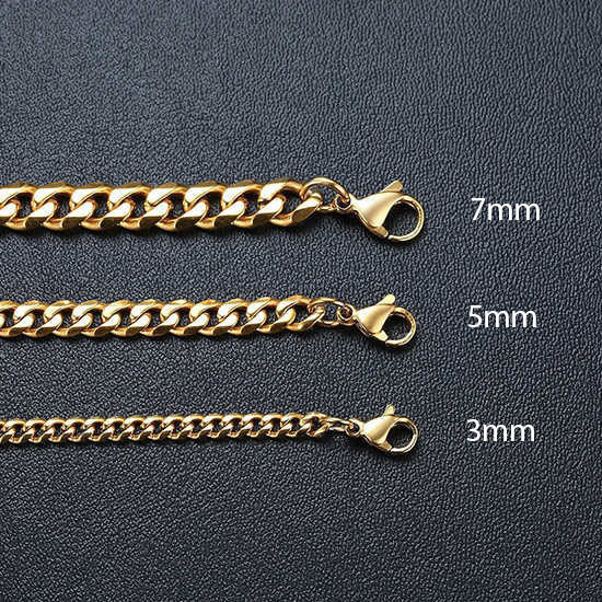 Gold Cuban Link Chain Necklace, Gold Jewellery for men and women unisex stainless steel