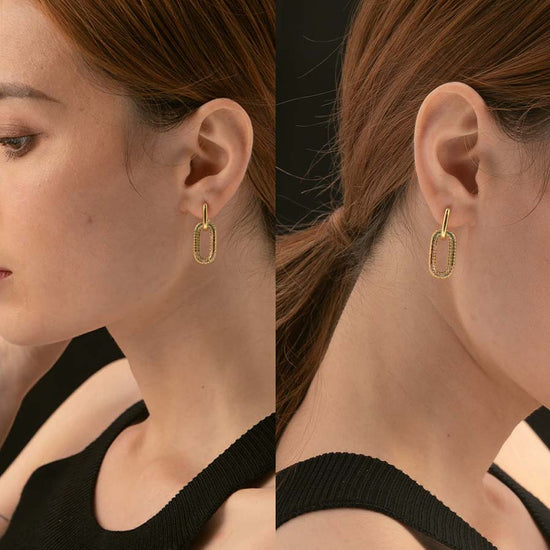 rainbow crystal gold link hoop earrings women